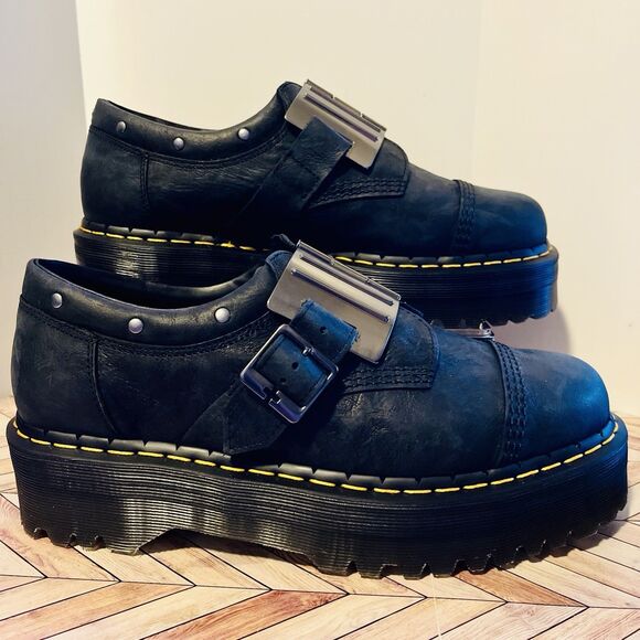 Dr Martens 8053 Quad Hinge Black Leather Platform Mens 12 Boots Steampunk Goth main image 3